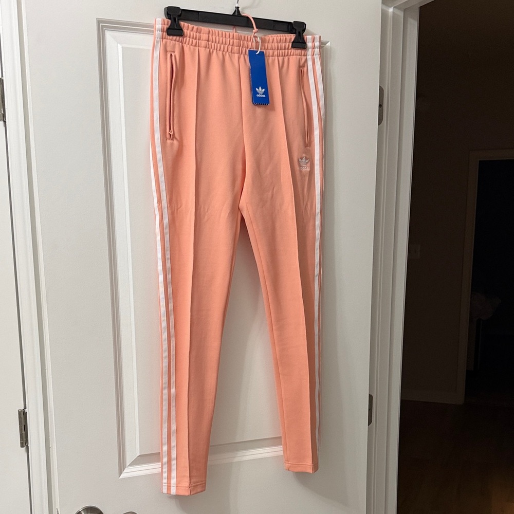 adidas Peach Joggers with White Side Stripes
